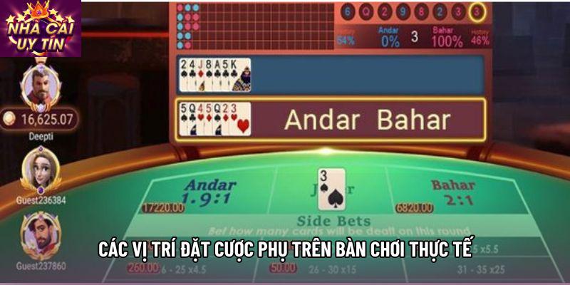Các vị trí đặt cược phụ trên bàn chơi thực tế Các vị trí đặt cược phụ trên bàn chơi thực tế